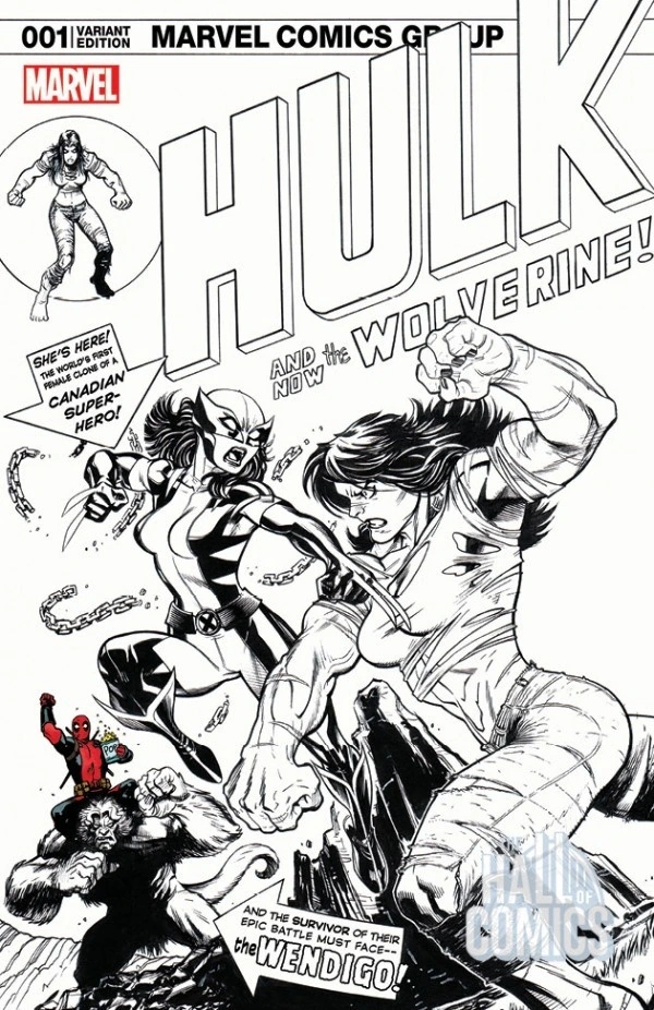 Hulk #1 — Hall of Comics / CBCS Ed McGuinness Black & White Deadpool Variant / Hall of Comics / CBCS Ed McGuinness Deadpool Variant / Hall of Comics / CBCS Ed McGuinness Variant, cover by Ed McGuinness