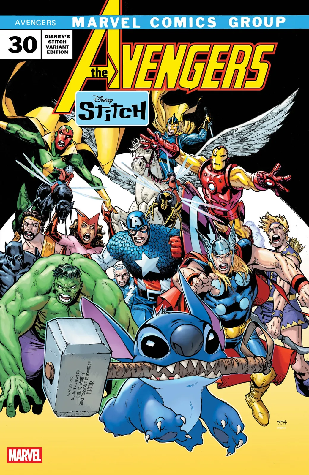 Avengers (2023) #30, Disney Lilo & Stitch Variant, artwork by Humberto Ramos