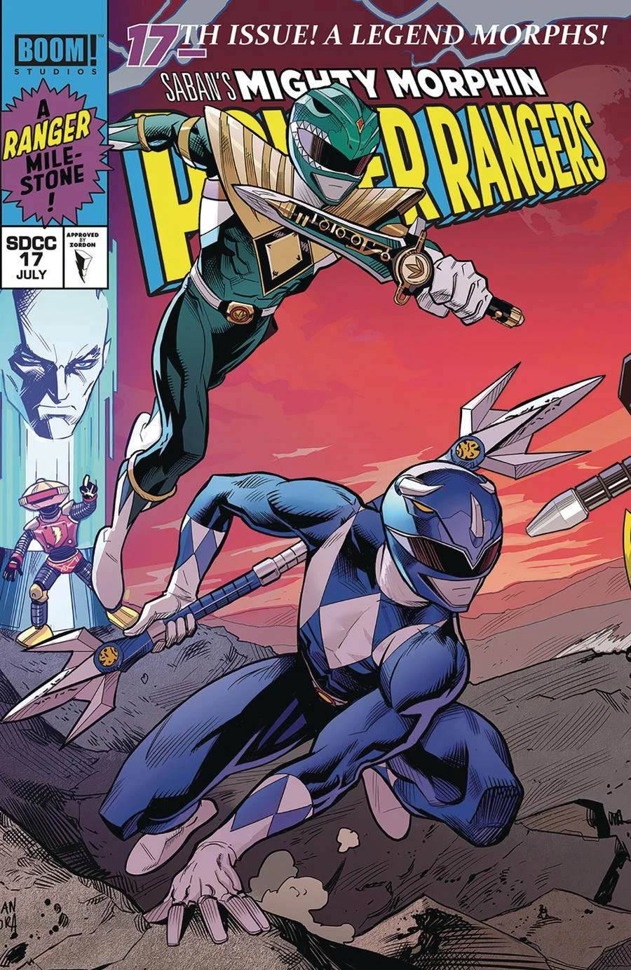 Mighty Morphin Power Rangers #17 — Connecting variant, cover by Dan Mora