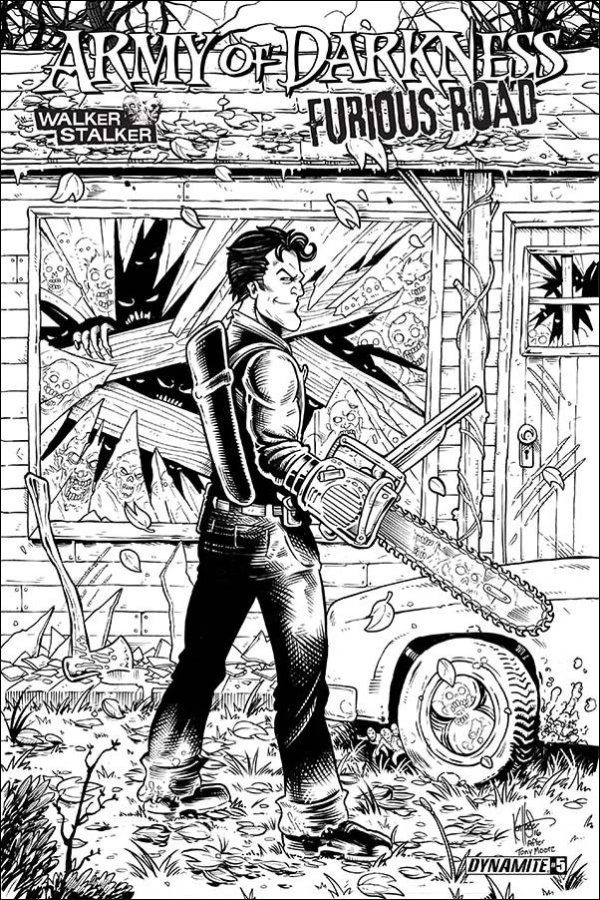 Army of Darkness: Furious Road #5 — Walker Stalker Con Boston 2016 Ken Haeser Black & White Variant / Walker Stalker Con Boston 2016 Ken Haeser Variant, cover by Ken Haeser