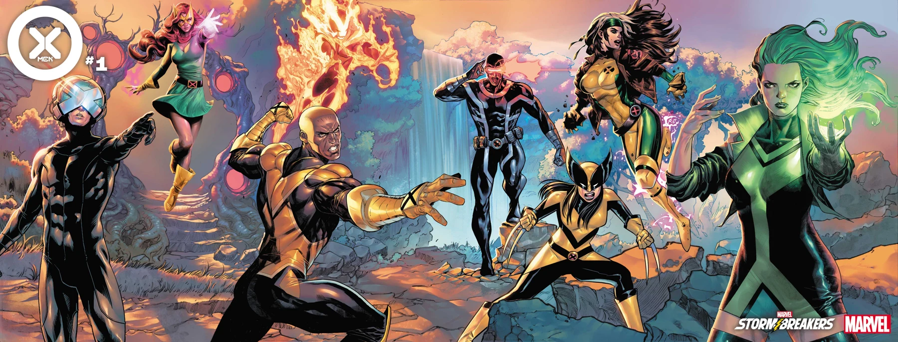 X-Men #1 (2021) — Four Stormbreakers connecting variants, cover by Juann Cabal; Carmen Carnero; Peach Momoko; Iban Coello; R.B. Silva; Natacha Bustos; Patrick Gleason; Joshua Cassara
