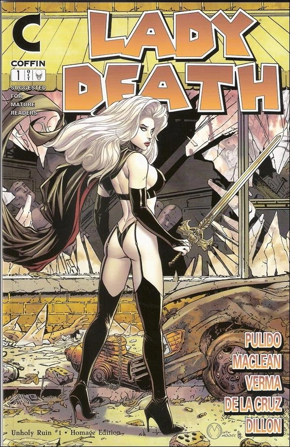 Lady Death: Unholy Ruin #1 — Marat Mychaels Homage Variant, cover by Marat Mychaels