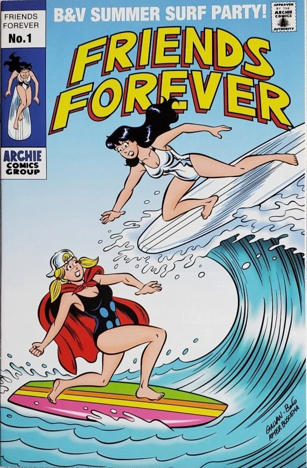 Betty and Veronica Friends Forever: Summer Surf Party #1 — Whatnot / Mellow Fellow Trading Bill Galvan Silver Surfer #4 Homage Variant / Whatnot / Mellow Fellow Trading Bill Galvan Silver Surfer #4 Homage Virgin Variant / Foil variant