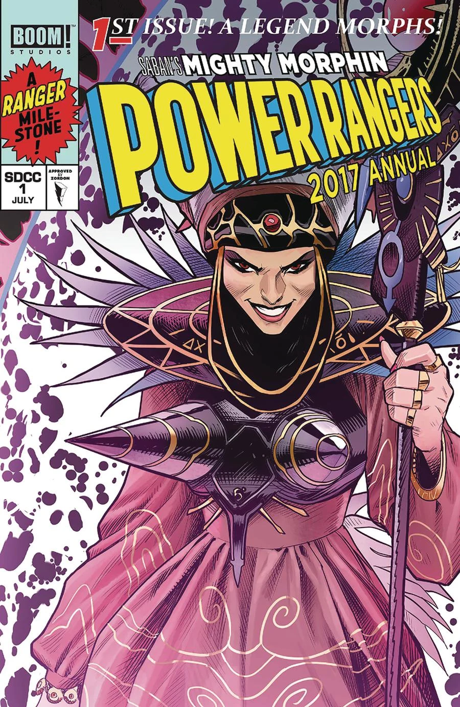 Mighty Morphin Power Rangers 2017 Annual #1 — Connecting variant, cover by Dan Mora