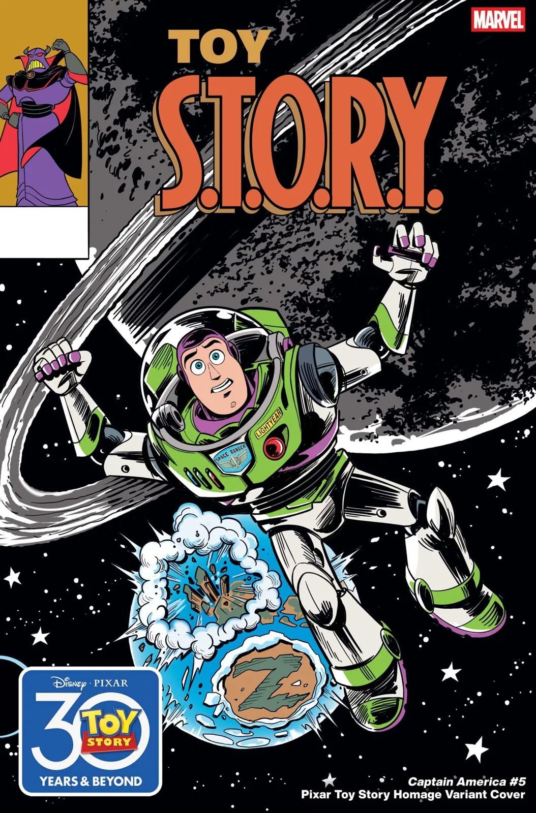 Captain America (2025) #5, Toy Story 30th Anniversary variant, artwork by Marco Forcelloni / Nicky Nicotera
