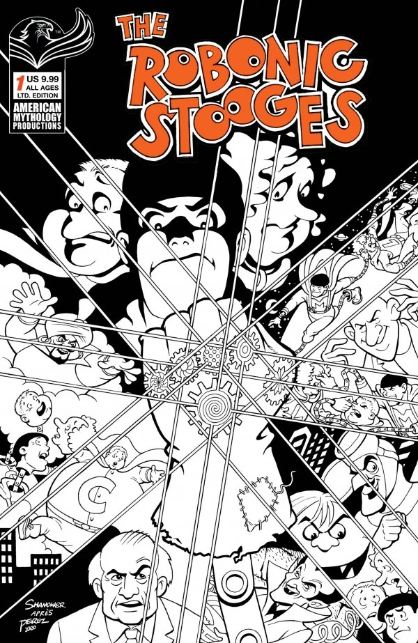 The Robonic Stooges #1 — Eric Shanower main cover / Cover C limited B&W edition