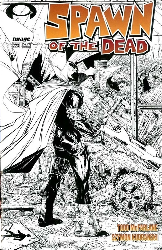 Spawn #223 — Cover A Todd McFarlane color cover / Cover B Todd McFarlane Walking Dead homage sketch 1:25, cover by Todd McFarlane