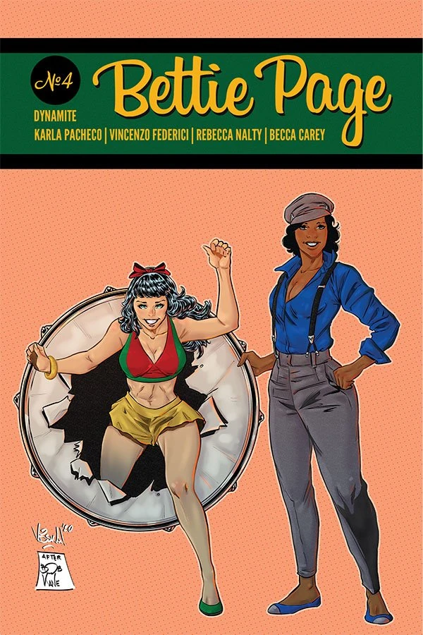 Bettie Page #4 — 1:7 Vincenzo Federici Homage Variant / Vincenzo Federici Limited Homage Virgin Variant / 1:20 Vincenzo Federici Black & White Homage Variant / 1:35 Vincenzo Federici Black & White Bonus FOC Homage Virgin Variant