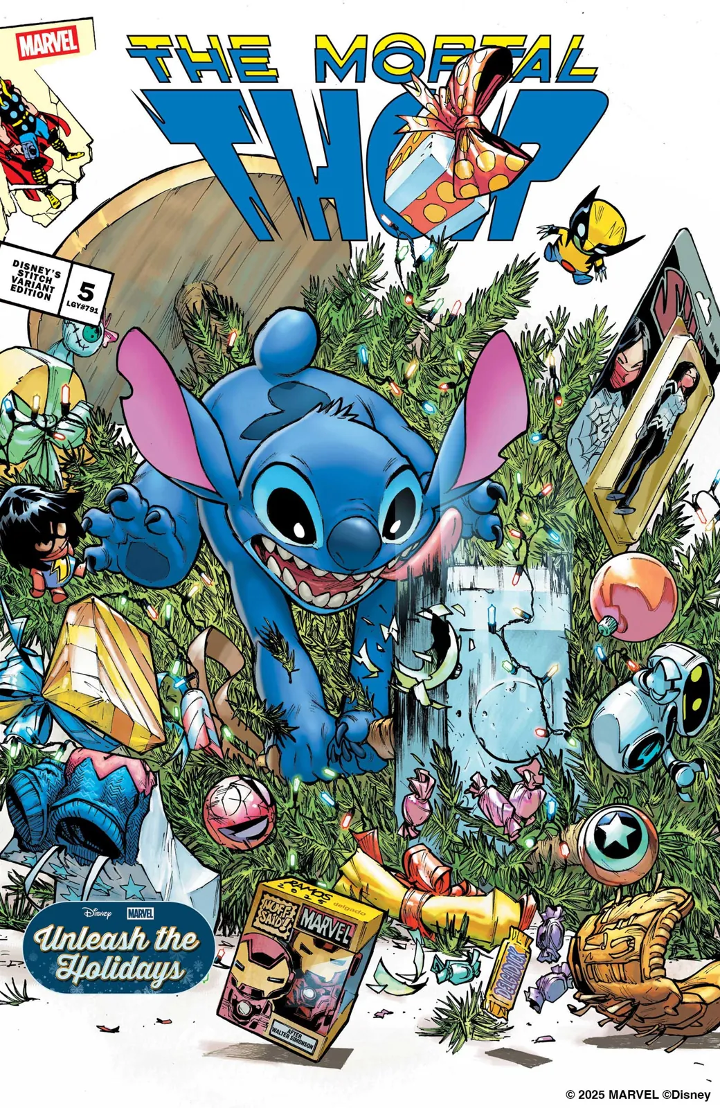 Mortal Thor (2025) #5, Stitch Unleash the Holidays Variant, artwork by Humberto Ramos