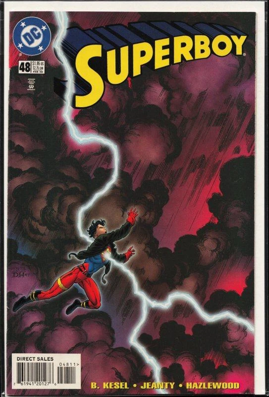 Superboy 48 lightning silhouette cover, a possible visual precursor to The Dark Knight Returns 1