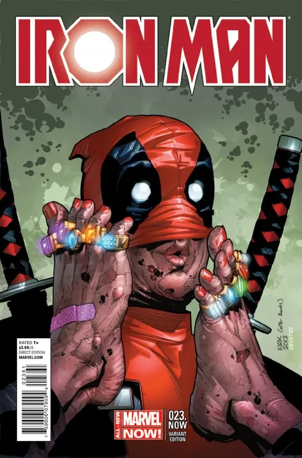 Iron Man #23.NOW — Green Lantern #49 Homage — Deadpool Party variant (also issued as a Sketch variant)