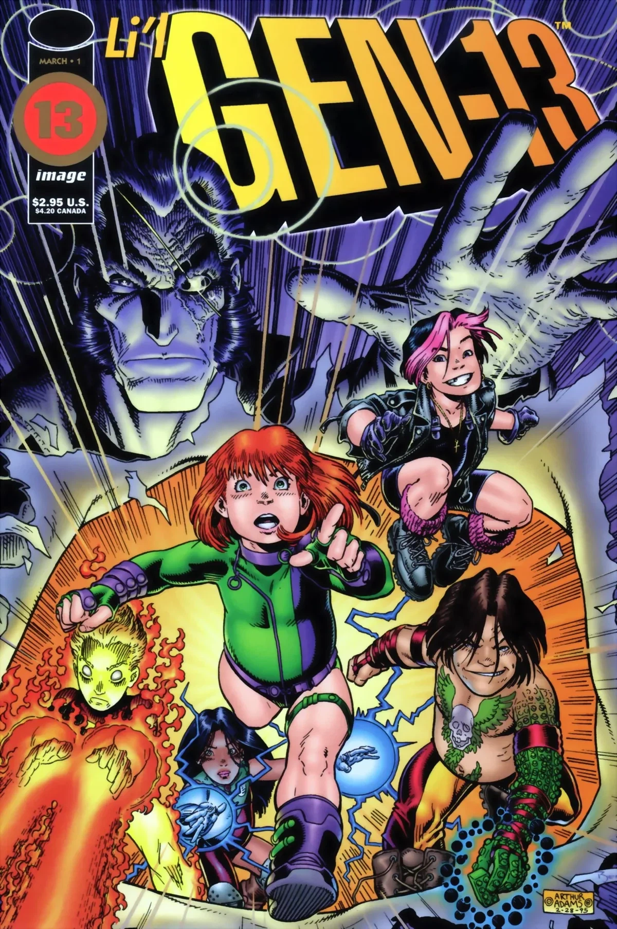 Gen13 #1 (1995 ongoing), Li’l GEN13 / Cover 1-C (retailers also number the 13-cover set), Giant-Size X-Men #1 homage