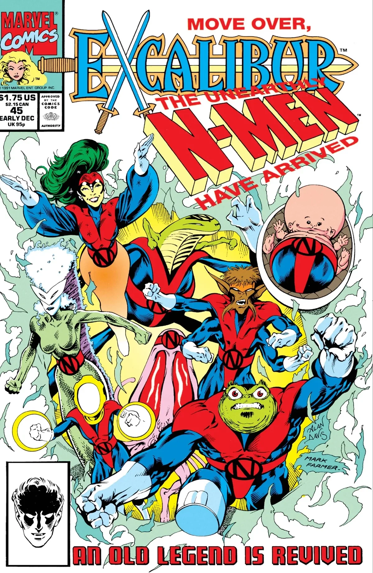 Excalibur #45, Standard cover, Giant-Size X-Men #1 homage
