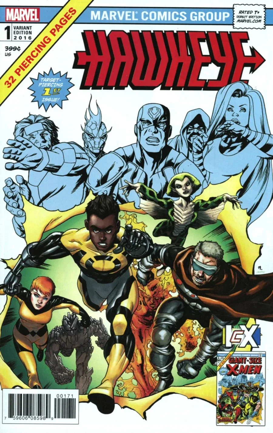 Hawkeye #1 (2017 series), ICX / Inhumans vs X-Men variant, Giant-Size X-Men #1 homage
