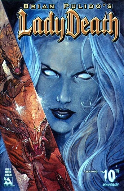 Lady Death: 10th Anniversary #1 (Painted Variant) cover, an homage to The Incredible Hulk #340