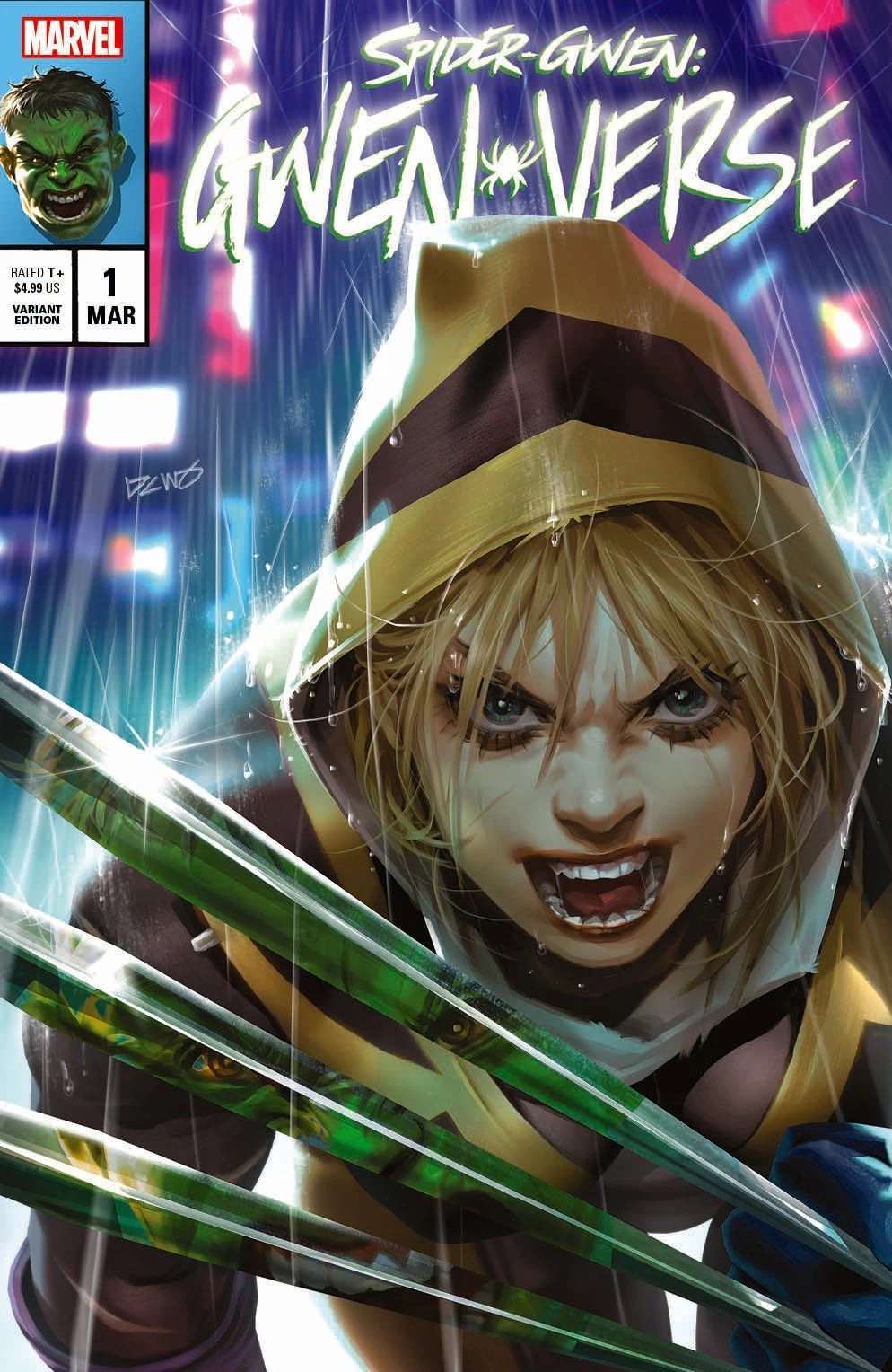 Spider-Gwen: Gwenverse #1 (2 Derrick Chew variants) cover, an homage to The Incredible Hulk #340