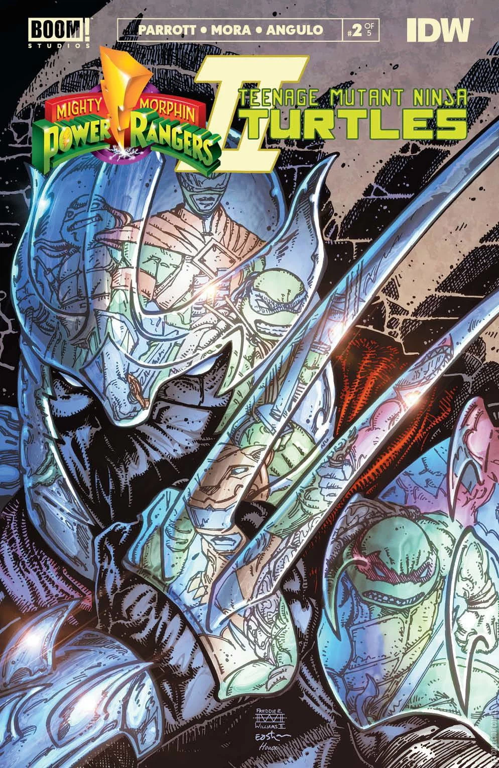 Mighty Morphin Power Rangers/TMNT II #2 (2 Williams/Eastman variants) cover, an homage to The Incredible Hulk #340