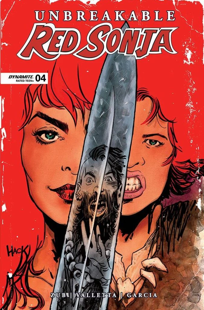 Unbreakable Red Sonja #4 (Cover M Robert Hack Variant) cover, an homage to The Incredible Hulk #340