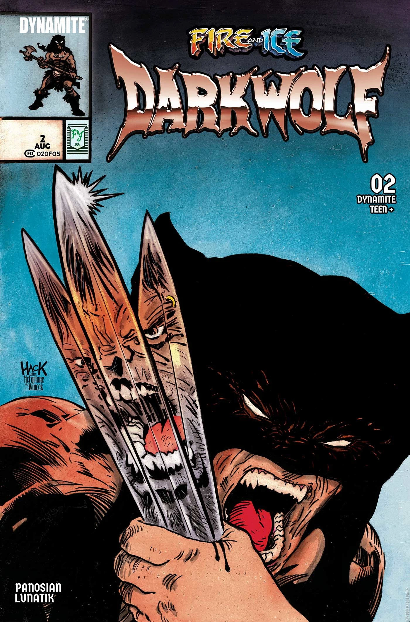 Fire and Ice: Darkwolf #2 (2 Robert Hack variants) cover, an homage to The Incredible Hulk #340