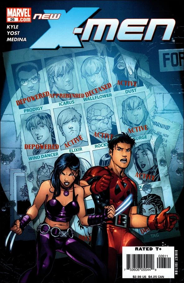 New X-Men #26 (also collected in "New X-Men: Childhood's End Vol. 2" TP) cover, an homage to Uncanny X-Men #141
