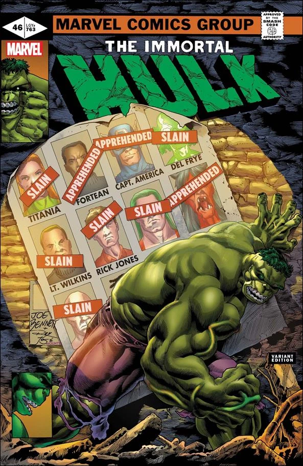 The Immortal Hulk #46 (Bennett Homage Variant) cover, an homage to Uncanny X-Men #141